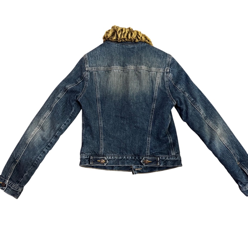 Abercrombie & Fitch Womens Denim Jacket Faux Fur Sherpa Lined Blue Small - Picture 2 of 12